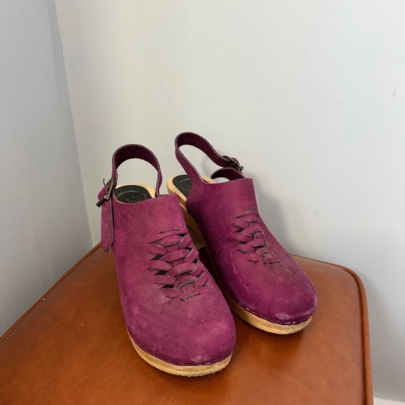 No. 6 Shoes - No. 6 Store Aimara Woven Nubuck slingback clog on high heel in purple